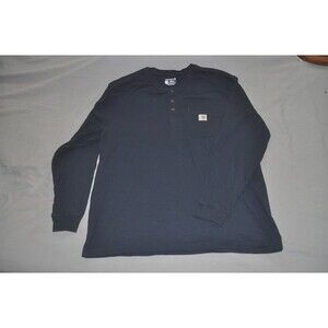 Carhartt Longsleeve Navy Blue Loose Fit HVY TShirt with Buttons Men's XL -  EUC